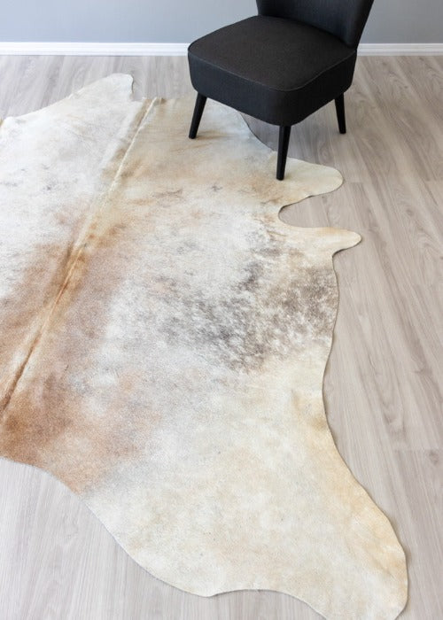 Beige And White Cowhide Rug (Size: 240 X 210 CM)