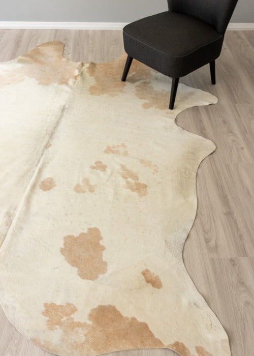 Beige And White Cowhide Rug (Size: 250 X 210 CM)