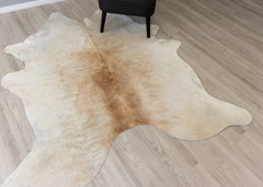 Beige And White Cowhide Rug (Size: 200 X 180 CM)