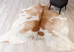 Brown And White Cowhide Rug (Size: 230 X 200 CM)