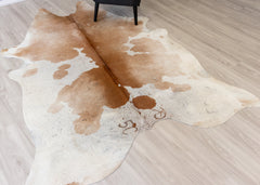 Brown And White Cowhide Rug (Size: 230 X 200 CM)