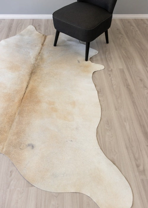 Beige And White Cowhide Rug (Size: 220 X 190 CM)