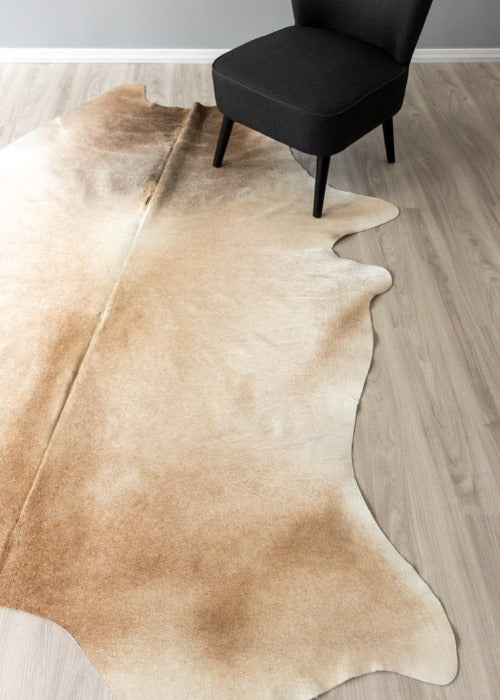 Beige And White Cowhide Rug (Size: 260 X 190 CM)