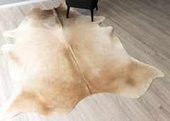 Beige And White Cowhide Rug (Size: 260 X 190 CM)