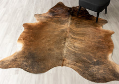 Dark Brindle Cowhide Rug (Size: 220 X 190 CM)