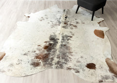 Salt Pepper Tri-Color Cowhide Rug (Size: 240 X 220 CM)