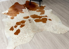 Brown And White Cowhide Rug (Size: 240 X 190 CM)