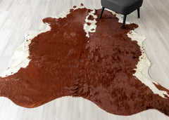 Hereford Brown And White Cowhide Rug (Size: 240 X 210 CM)