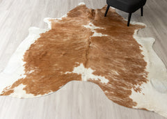 Brown And White Cowhide Rug (Size: 240 X 220 CM)