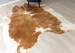 Brown And White Cowhide Rug (Size: 240 X 220 CM)