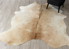 Beige And White Cowhide Rug (Size: 220 X 200 CM)