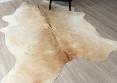 Beige And White Cowhide Rug (Size: 220 X 200 CM)