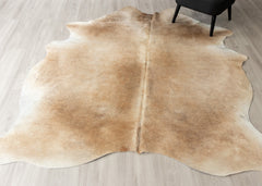 Beige And White Cowhide Rug (Size: 240 X 200 CM)