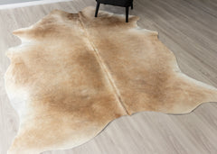 Beige And White Cowhide Rug (Size: 240 X 200 CM)