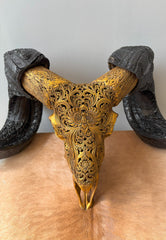 Authentic Hand Carved Ram Skull