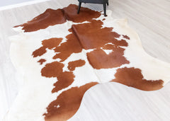 Brown And White Cowhide Rug (Size: 240 X 200 CM) CHR2212