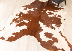 Brown And White Cowhide Rug (Size: 240 X 200 CM) CHR2213