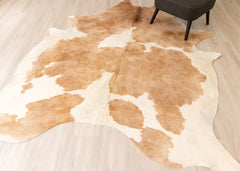 Beige And White Cowhide Rug (Size: 250 X 210 CM) CHR2224