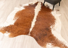 Medium White Spine Belly Brindle Cowhide Rug (Size: 230 X 200 CM) CHR2230