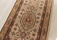 Oriental Agra Hand-Knotted Wool Hallway Indian Runner Rug - 84 x 350 CM