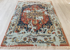 Authentic Wool Distressed Hand-Knotted Floral Rug – 160 x 230 cm