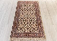 Oriental Agra Hand-Knotted Floral Wool Hallway Runner Rug – 90 x 160 cm