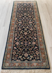 Oriental Agra Hand-Knotted Wool Hallway Runner Rug – 87 x 240 cm