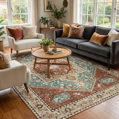 Polyester machine made printed washable rug