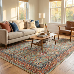 Polyester machine made printed washable rug