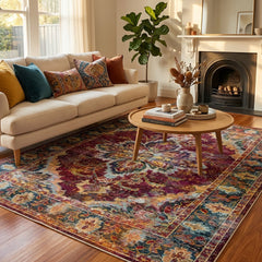 Polyester machine made printed washable rug