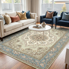 Polyester machine made printed washable rug