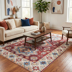 Polyester machine made printed washable rug