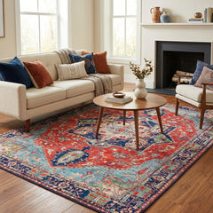 Polyester machine made printed washable rug