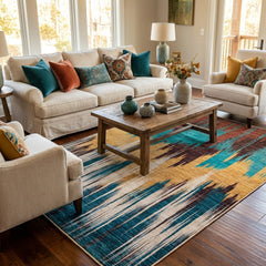 Polyester machine made printed washable rug