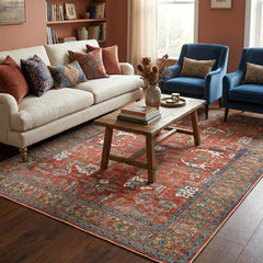 Polyester machine made printed washable rug