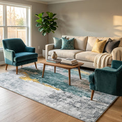 Polyester machine made printed washable rug