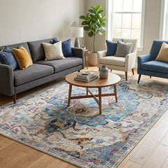 Polyester machine made printed washable rug
