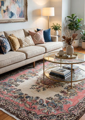 Vintage Hand-Knotted Distressed Turkish Rug