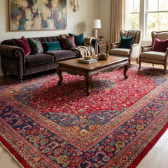 Vintage Sabzevar Hand-Knotted Wool Persian Rug (Size: 300 X 373 CM)