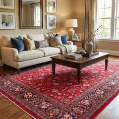 Vintage Mashad Hand-Knotted Wool Persian Rug (Size: 245 X 345 CM)