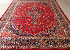 Vintage Mashad Hand-Knotted Wool Persian Rug (Size: 280 X 390 CM)