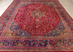 Vintage Sabzevar Hand-Knotted Wool Persian Rug (Size: 300 X 373 CM)