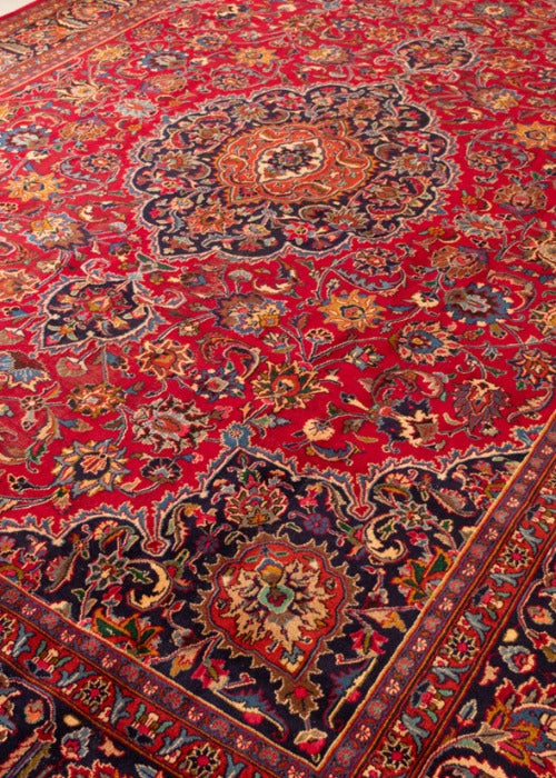 Signed Vintage Mashad Hand-Knotted Wool Persian Rug (Size: 285 X 390 CM)