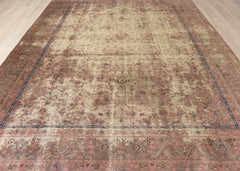 Vintage Overdyed Sabzevar Hand-Knotted Wool Persian Rug (Size: 280 X 370 CM)