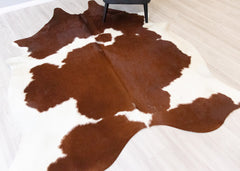 Brown And White Cowhide Rug (Size: 230 X 180 CM) CHR2172