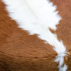 Round Cowhide Ottoman - Brown & White