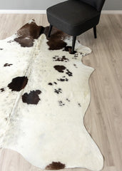 Chocolate Tan & White Cowhide Rug (Size: 220 X 180 CM)