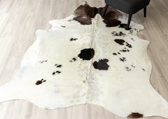 Chocolate Tan & White Cowhide Rug (Size: 220 X 180 CM)