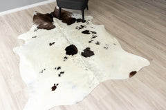 Chocolate Tan & White Cowhide Rug (Size: 220 X 180 CM)