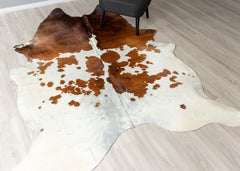 Brown And White Cowhide Rug (Size: 250 X 190 CM)